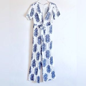Paisley Jumpsuit in White & Navy